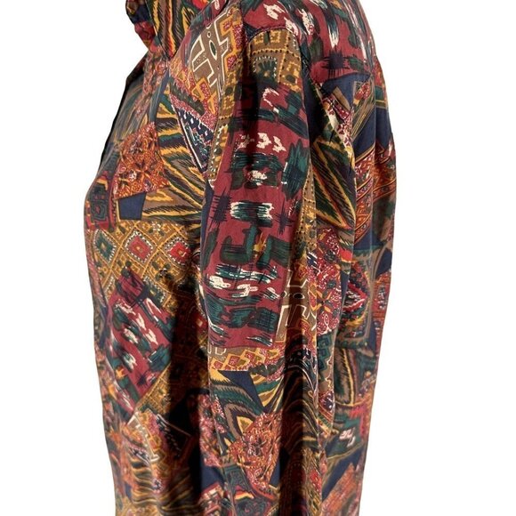 Best American Clothing 100% Silk Southwestern Print Button-Up Blouse Size Small - Picture 7 of 14